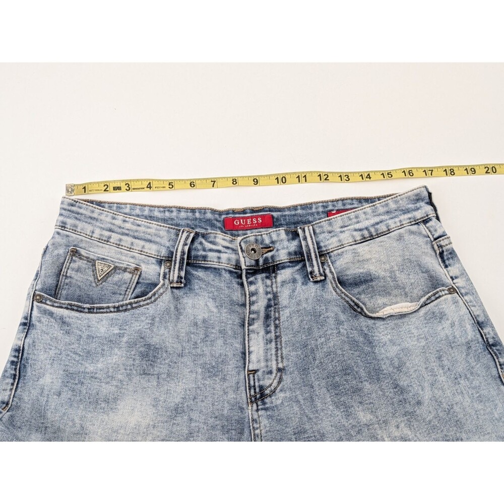 Guess Jeans Mens Light Blue Acid Wash Mid Rise Slim Tapered Jeans 34"x31" - Picture 9 of 14